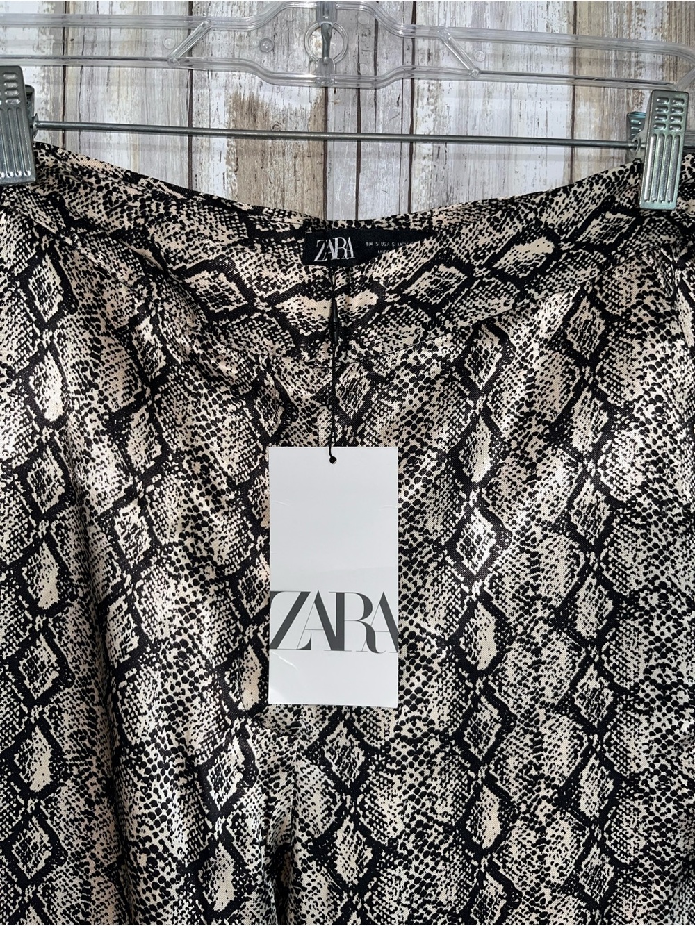 Zara Snakeskin Print Wide Leg Pants High Rise Size S NWT - Picture 5 of 6